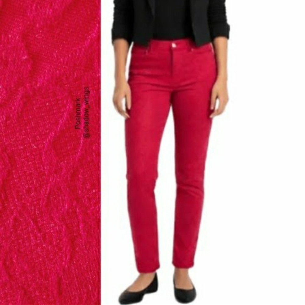 Chico's Enamel Red Jacquard Jeggings / Chico's Red Skinny Jeans Size 0R US 4R
